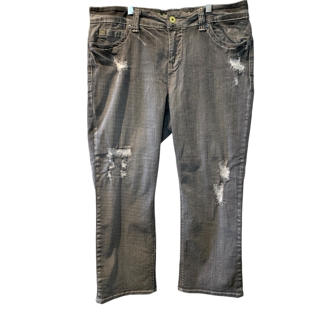 HYDRAULIC Women’s Gray Ankle Cropped Distressed Denim Jeans Size 18W - Picture 1 of 14